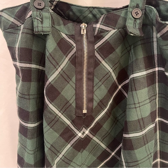 Royal Bones Green and Black Plaid Mini Jumper Skirt Zip Up Size Small - Picture 6 of 13